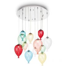 Ideal Lux Clown - Colgante de racimo de globos grandes de 12 luces, multicolor, G9