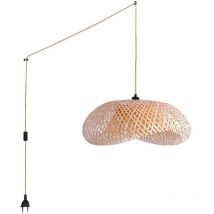 Barcelona Led - Lampara Colgante De Mimbre 'Vimet Lite' Con Interruptor y - Cuerda
