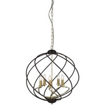 Searchlight - Flow - Lámpara colgante esférica de 5 luces negro mate, bronce oscuro, E14