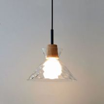Lámpara Colgante de Techo Moderno Iluminación Colgante Vidrio Madera Luz Araña Creativa Transparente - Ø25CM