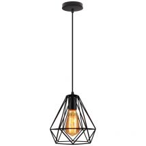 Lampara Colgante Diamantes Lámparas De Colgar Creativo Moderno De Jaula De Hierro Cage Ø20CM Metal Para Cocina Sala Comedor Bar (Negro)