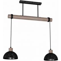 Milagro - Lámpara colgante erik de madera aserrada negra/patinada 2XE27