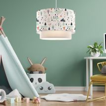 Lux.pro - Lámpara colgante infantil Lurgan 1xE27 motivo de árboles 70xØ30 cm - Blanco [ ]