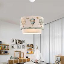 Lux.pro - Lámpara colgante infantil Lurgan 1xE27 motivo de globo aerostático 70xØ30 cm - Blanco [ ]