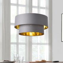 Lux.pro - Lámpara Colgante Lopar - E27 - 60W - Metal Tela - 149 x ø 40 cm Gris y Dorado [ ]