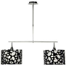 Inspired Mantra Lupin Suspensión Lineal 2 Luces E27, Negro Brillo, Acrílico Blanco, Cromo Pulido, Lámparas cfl incluidas