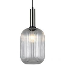 Antiola - Lámpara colgante moderna de níquel satinado 1 luz con pantalla transparente, E27 - Italux
