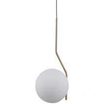 Italux Carimi - Lámpara colgante moderna de latón miel 1 luz con pantalla blanca, E27