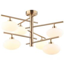 Italux - Fiorenzo - Lámpara colgante moderna de latón, 6 luces con pantalla blanca, G9