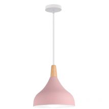 Axhup - Lámpara Colgante, Moderna Lámpara de Techo con Ø20cm Cúpula Pantalla de Madera y Metal, Iluminación Decor Art Luz E27 para Dormitorio Cocina