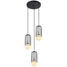 Italux Matty - Lámpara colgante moderna negra 3 luces con pantalla negra, blanca, E27