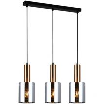 Italux Sardo - Lámpara colgante moderna de latón con 3 luces y pantalla ahumada, E27