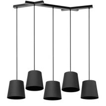 Lucande - Lámpara colgante 'Thamila' en Negro de Textura, Tela, Tejido, Seda