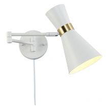 Aplique De Pared Con Brazo Articulado Y Enchufe "SILVA" - Blanco y Dorado