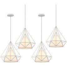 Axhup - Lámpara Colgante Vintage de Metal, Lámpara Colgante de techo Industrial, Iluminación de Techo de Interior E27, 25cm, Blanco 4 Piezas