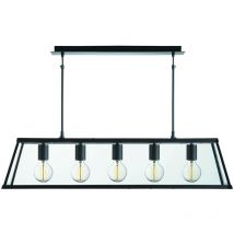 Searchlight Voyager 5 Light Ceiling Lantern Pendel Bar mattsvart, glaspaneler, E27