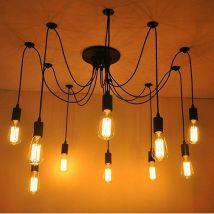 Wottes - Lámpara Colgantes Industrial Retro E27 Individualidad Creativa Iluminación diy Ajustable (10 portaLámparas)
