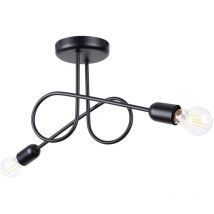 Sollux - Loop Lámpara de techo minimalista semiempotrada de 2 luces negra
