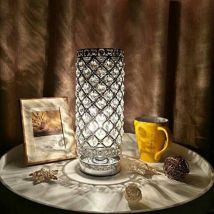 Soekavia - Lámpara de cristal, pantalla de lámpara de noche, lámpara de mesa de cristal plateada de moda creativa, para hotel, sala de estar,