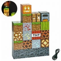 Lámpara de escritorio con bloques de construcción de Minecraft de ymyny, lámpara de mesa de costura diy, juguetes, luz de noche usb, regalos