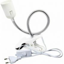 Aiperq - Lámpara de lectura con pinza E27 para cama, ca 230 v, cable con enchufe con pinza e interruptor, lámpara con pinza E27, lámpara de cuello de