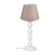 Lámpara de mesa blanca con pantalla de tela beige - LAGUNAH372634