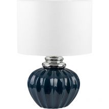 Lámpara de mesa de cerámica azul oscuro blanco crema 45 cm cabecera Neris