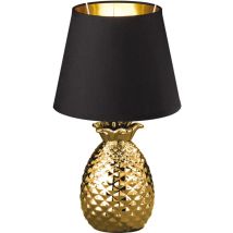 Reality Leuchten - Lámpara de Sobremesa Decorativa Pineapple Pineapple Gold con Pantalla Negra Ø20 cm Trio Lighting