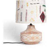 Lámpara de Mesa en Tela y Madera Agra Multicolor