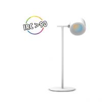 Lámpara de mesa redonda blanca - 2W LED - CLC 3000-6000K Variador - IRC90 - Batería recargable - Cabeza doblada