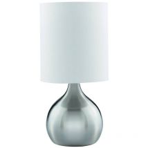 Searchlight - Touch 1 ljus bordslampa satin silver med tygskrm, E14