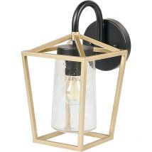 Lámpara de pared de metal vidrio dorado negro 33 cm aplique exterior Ordie