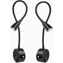 Grid Cool - Lámpara de pared de noche Aiperq con 2 luces, luz de lectura, cuello de cisne, luz led de 3 w, 3000 k