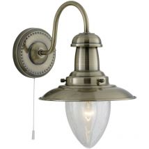 Fisherman 1 ljus vgglampa antik mssing med skrm av frglas, E27 - Searchlight