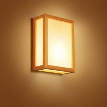 Ineasicer - Lámpara de pared japonesa creativa de madera maciza con doble cabezal para dormitorio, mesita de noche, sala de estar, pasillo, estudio,