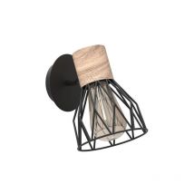 Seynave - Lámpara de pared, Metal negro natural / Madera Clayton 1 luz(es)