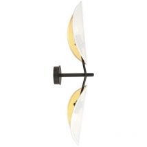 Epikasa - Lámpara de Pared Vene, Acero con recubrimiento de polvo, Tejido, Negro, Blanco, Oro, 12x67x12 cm