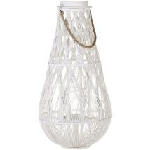 Beliani - Linterna de madera de bambú blanco y cristal 75 cm interior exterior escandinavo Tonga