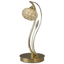 Diyas - Inspired Leimo - Lámpara de mesa 1 luz oro francés, cristal