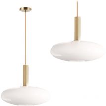 Toolight - lámpara de suspensión APP668-1CP vidrio oro blanco redondo 1-PUNTOS de luz E27 30X30X24-104CM ajustable