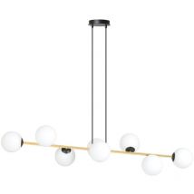 Epikasa - Lámpara de Suspensión Gravity, Acero con recubrimiento de polvo, Vidrio, Negro, Oro, Blanco, 140x100x29 cm