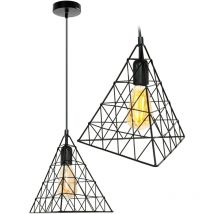 Toolight - lámpara de suspensión LH2058 desván negro pirámide 1-PUNTOS de luz E27 28X28X25-98CM ajustable