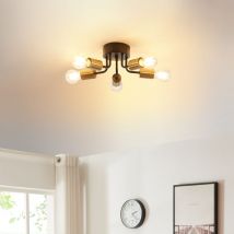 Lux.pro - Lámpara de techo Barrow 5 portalámparas E27 metal 12x33cm - Negro/Dorado [ ]