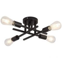 Comely - Lámpara de techo de montaje semiempotrado negro mate, lámpara moderna de 4 luces para granja, cocina, comedor, dormitorio
