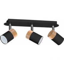 Milagro - Lámpara de techo joker negro/madera 3xGU10