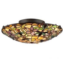 Elstead - Kami 2 ljus Tiffany infälld taklampa Vintage brons, E27