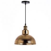 O91 - Lámpara Colgante de Techo Dorada con Tulipa Redonda , Modelo Kutno Lámpara de Techo Retro Vintage , Lámpara de Interior para Salón, Comedor...