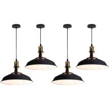 Axhup - Lámpara de Techo, led Lámpara Colgante Retro Vintage, para Bombillas E27, 27CM - Negro y Blanco 4PCS