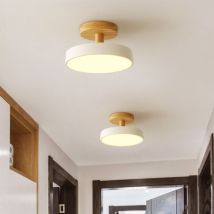 Lampara de Techo LED Moderna Plafon Techo Redonda Blanco Luz de Techo Madera Metal 12W Ø18CM - 2Pcs Luz Neutra