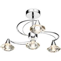Dar Lighting - dar luther - Lámpara de techo semi empotrada, cristal cromado pulido a la luz, 4x G9